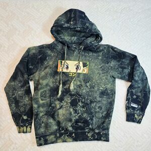 Hunter x Hunter Gon Eyes Tie-Dye Graphic Hoodie Black & Green Size Small